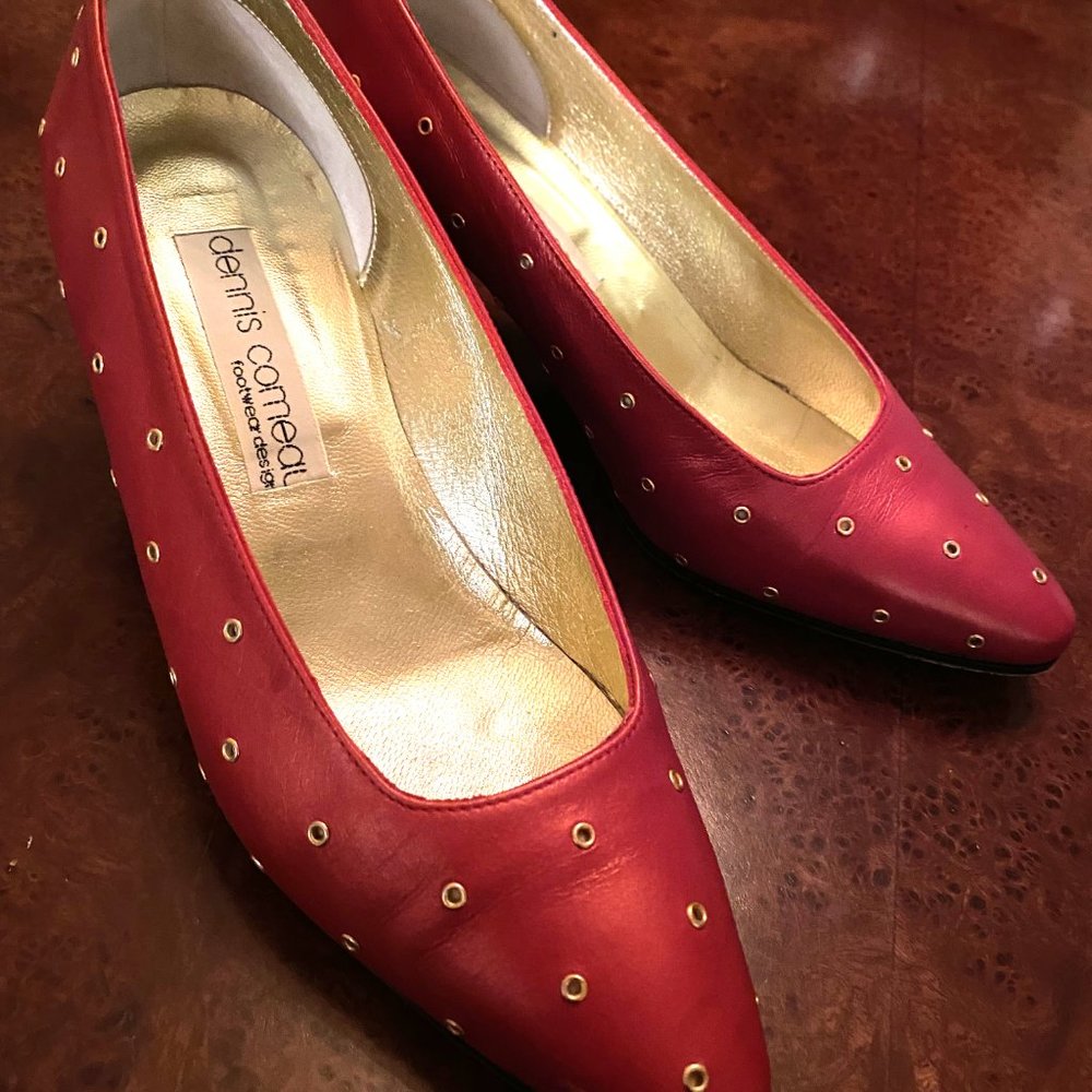 Dennis Comeau Red/Gold Short Heeled Pump
